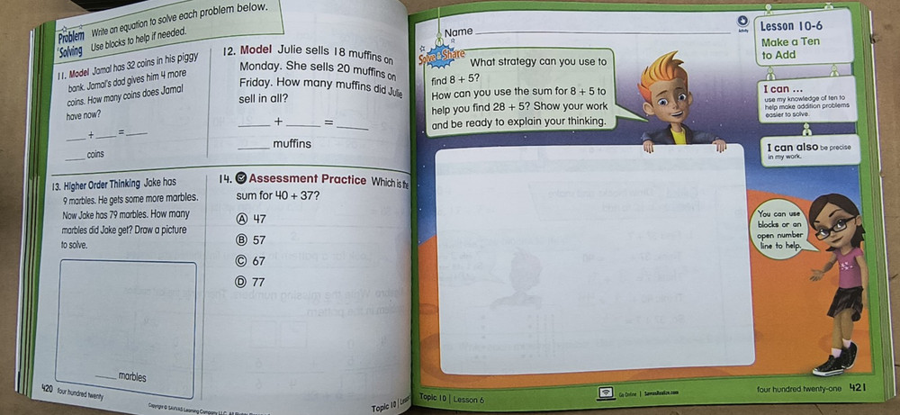 EnVision Mathematics Grade 1 Student Volume 1 & 2 Math Savvas 2020