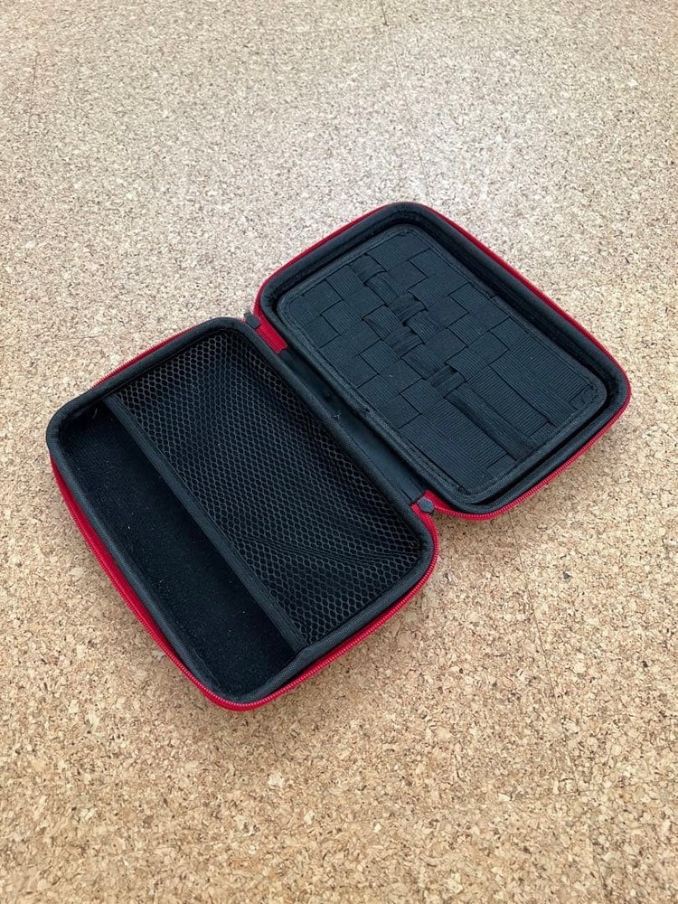 Gadget Storage Case, S Size, Black X Red, With Strap.