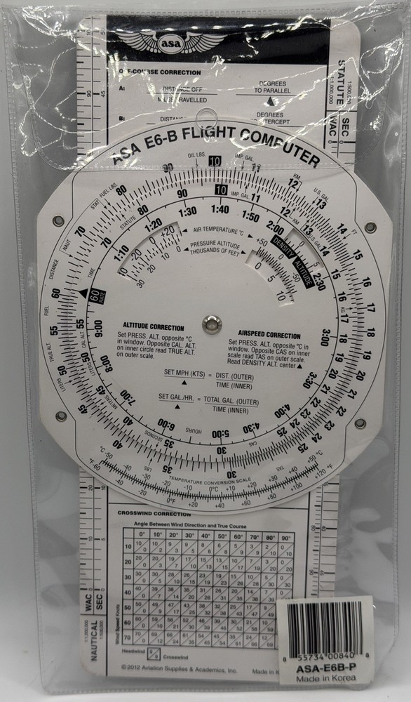 ASA AirClassics E6-B Aviation Pilot Flight Computer Wheel With CASE