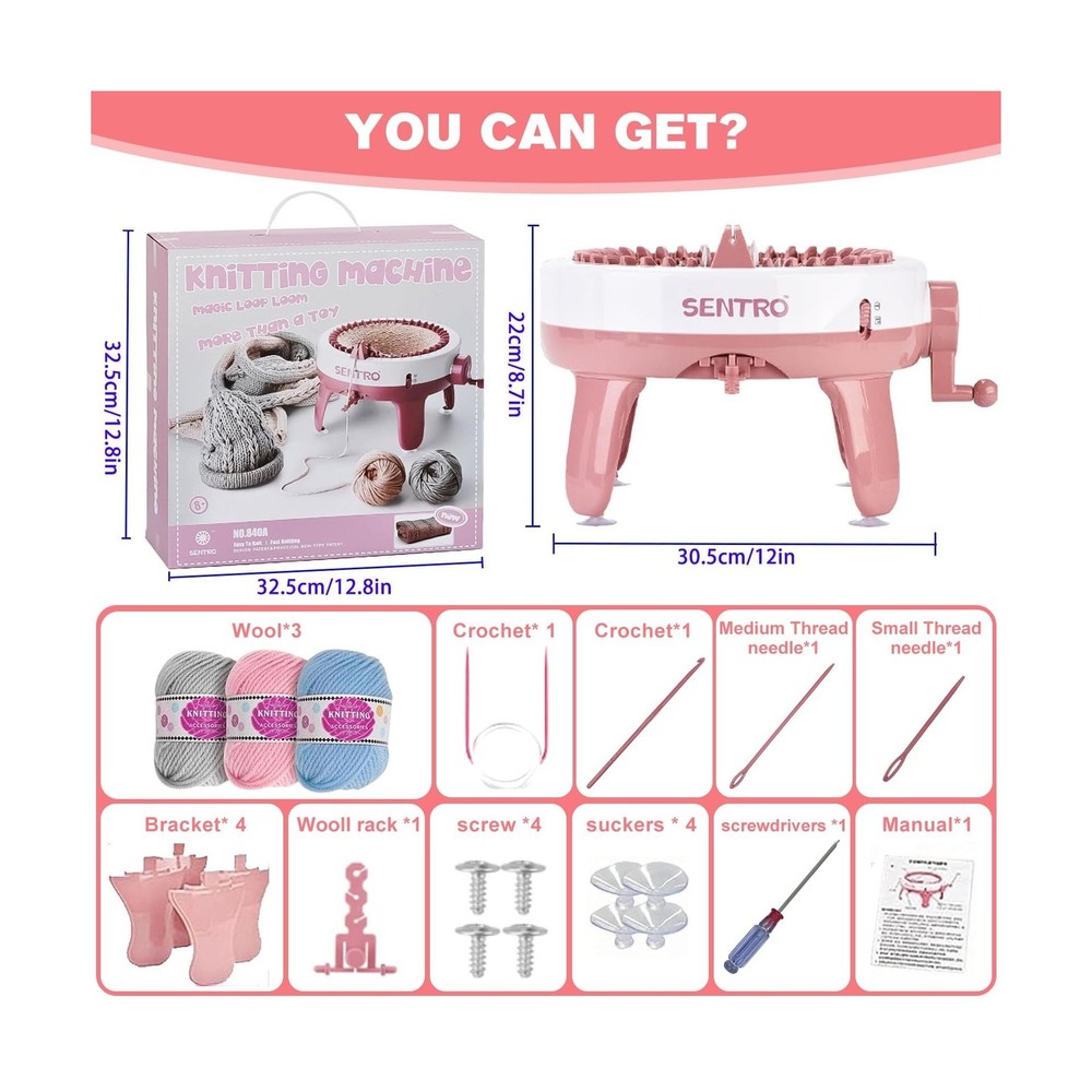 SENTRO Knitting Machine, 40 Needles Automatic Circular Knitting Loom Machine ...