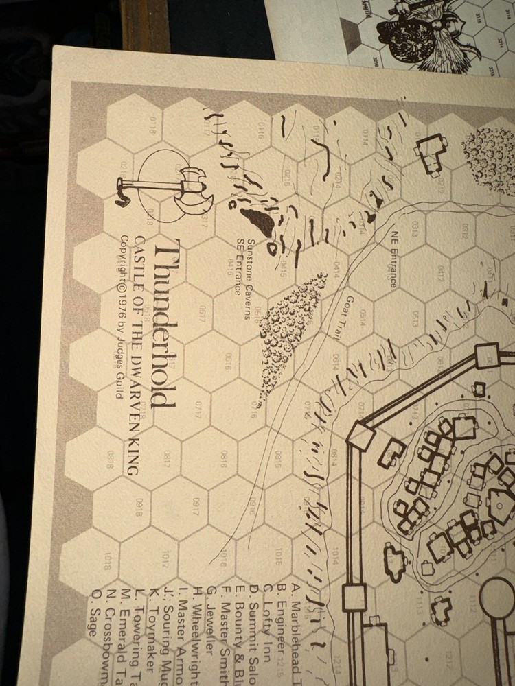 1976 THUNDERHOLD map JUDGES GUILD CASTLE DWARVEN KING DUNGEON DRAGONS DnD Modron