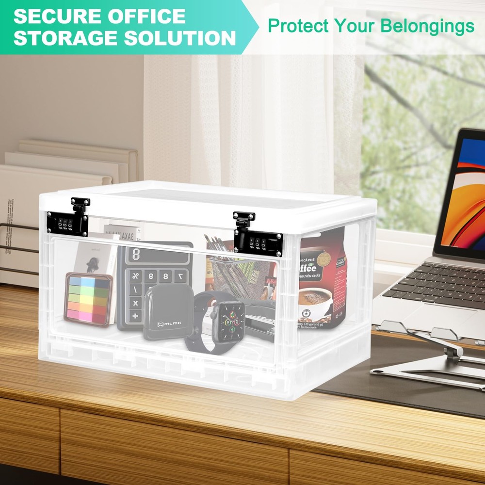 Large Medicine Lock Box with Dual 3-Digit Combination Locks, 24L Lockable Sto...