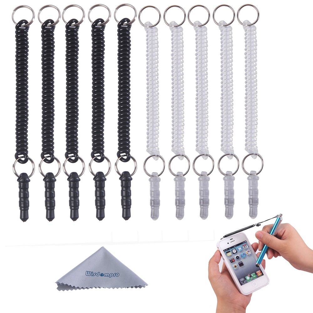 Stylus Tether, Wisdompro 10 Pack of Detachable Elastic Coil Tether