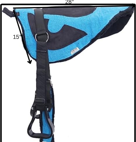 Solid Bareback Pad Suede Padded Sheet with Girth & Stirrups (Hurricane Blue)
