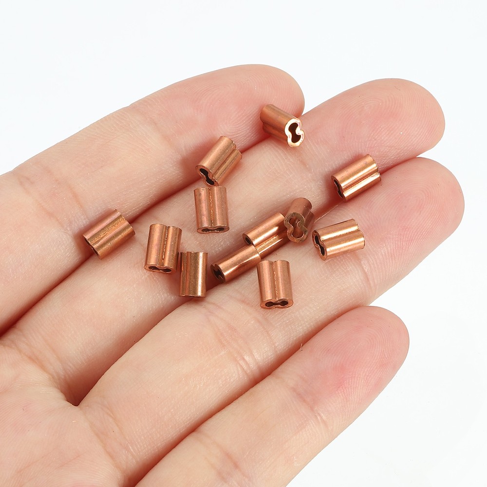 100Pcs M1.2(3/64") Copper Crimping Loop Sleeve Rope Loop Sleeve Cable Crimps