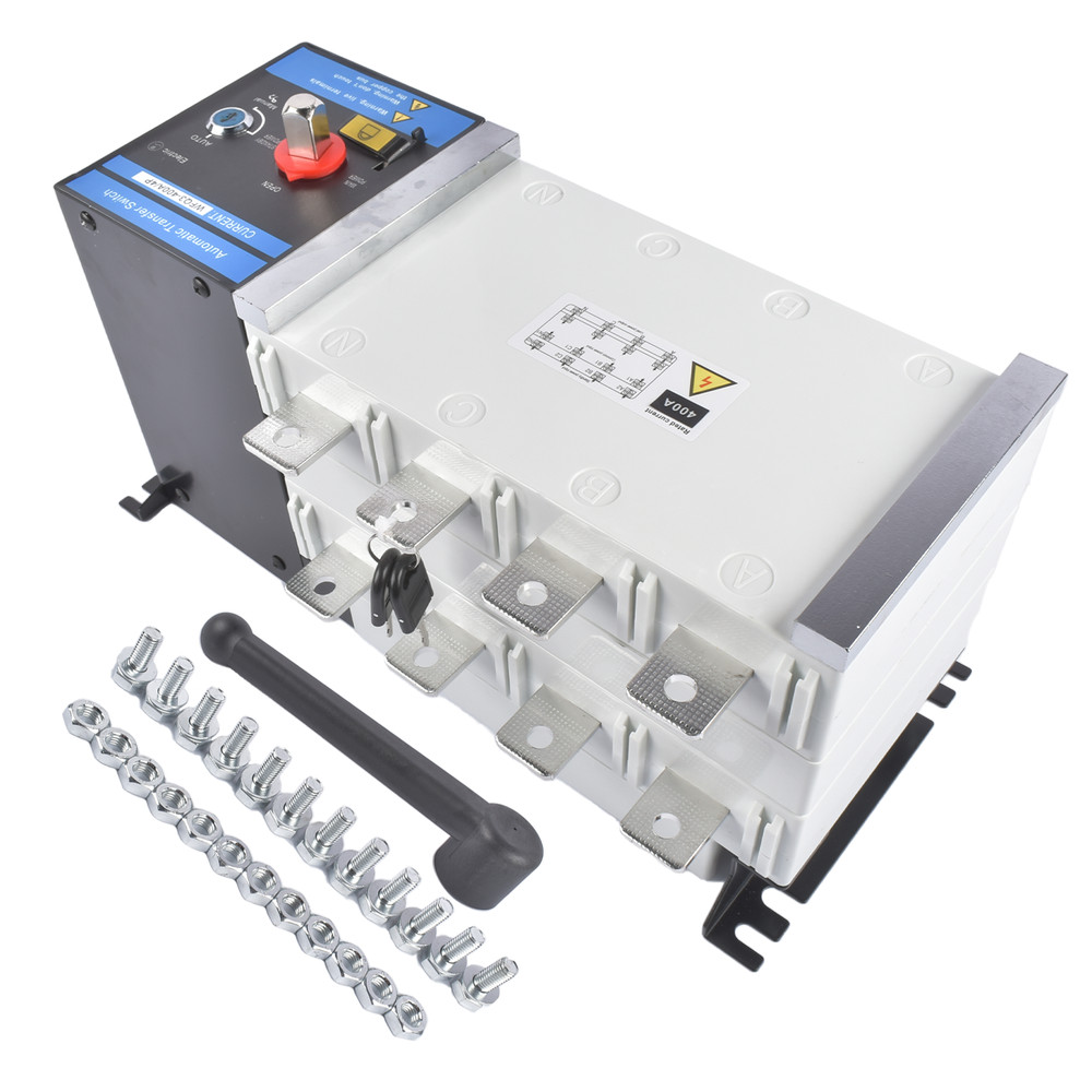 Industrial Automatic Transfer Switch 4P 400A 110V / 220V Plastic Copper Steel
