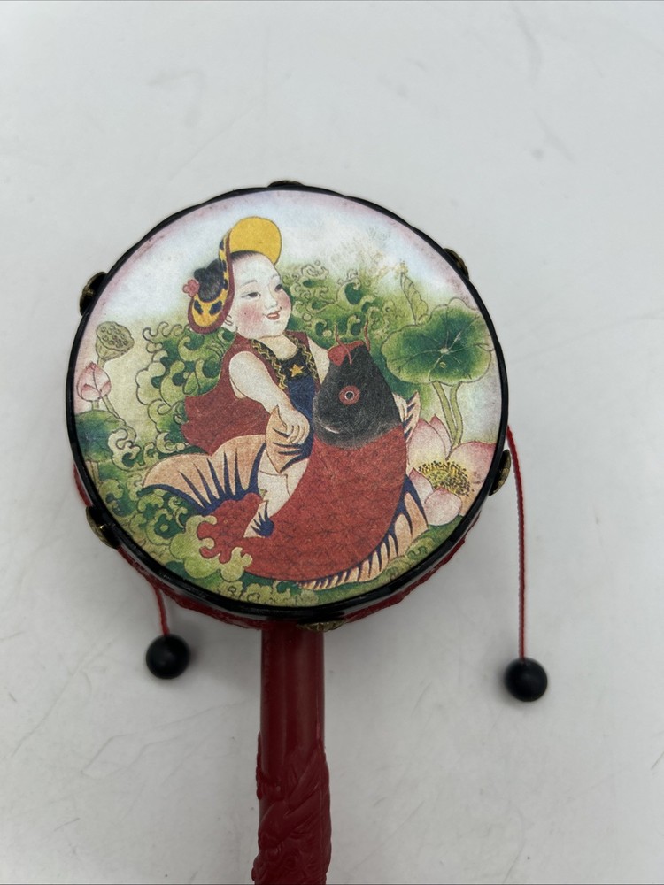 Traditional Asian Rattle Monkey Drum Den Den Daiko Koi