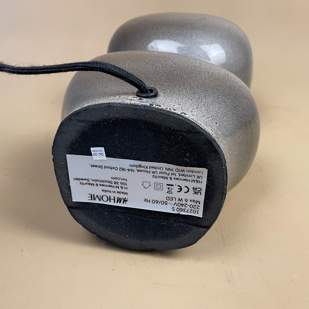 H&M Home Ceramic Grey Modern Lamp Bubble Rounded Shape Table Bedside Light