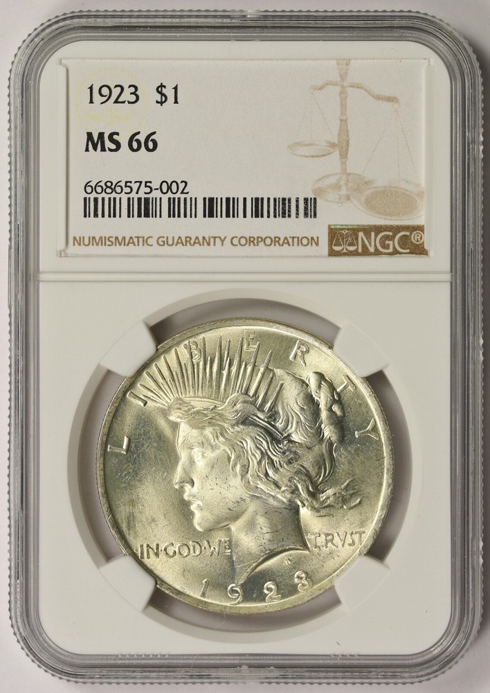 1923 Peace Dollar Silver $1 MS 66 NGC