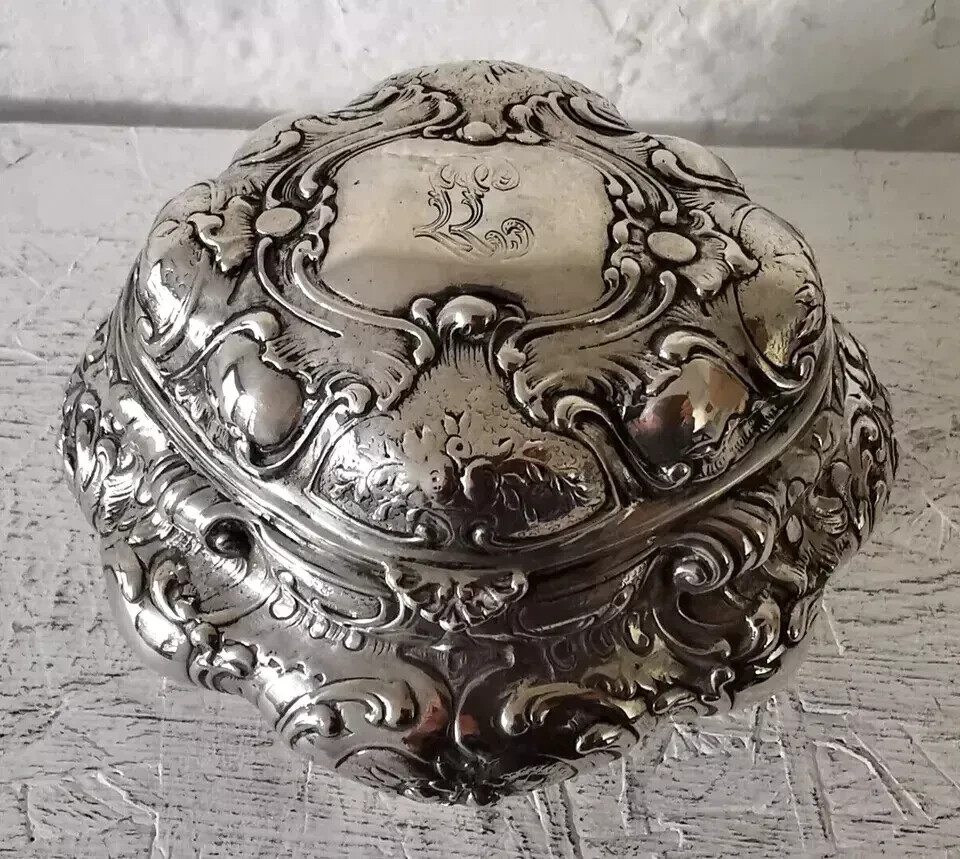 Magnificent German Solid Silver Jewellery Box Casket - 305g