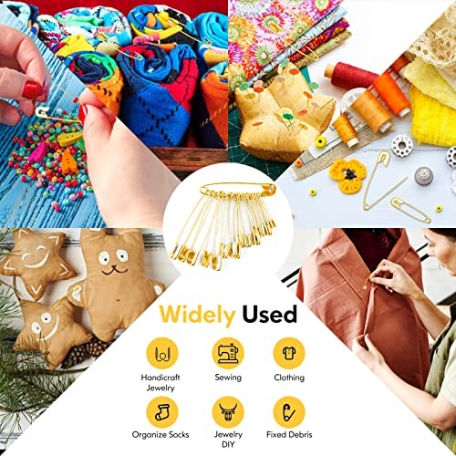 Safety Pins Assorted, 340 Pack 5 Different 5 Different Size, 340 Pack 5 Colors