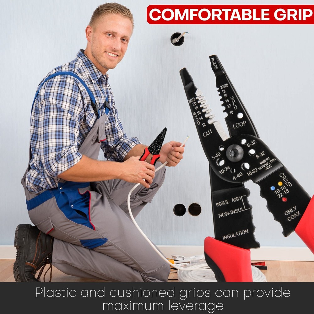 Wire Stripper Cutter Wire Stripping Tool - 8 Inch, Multi-Function Hand Tool，P...