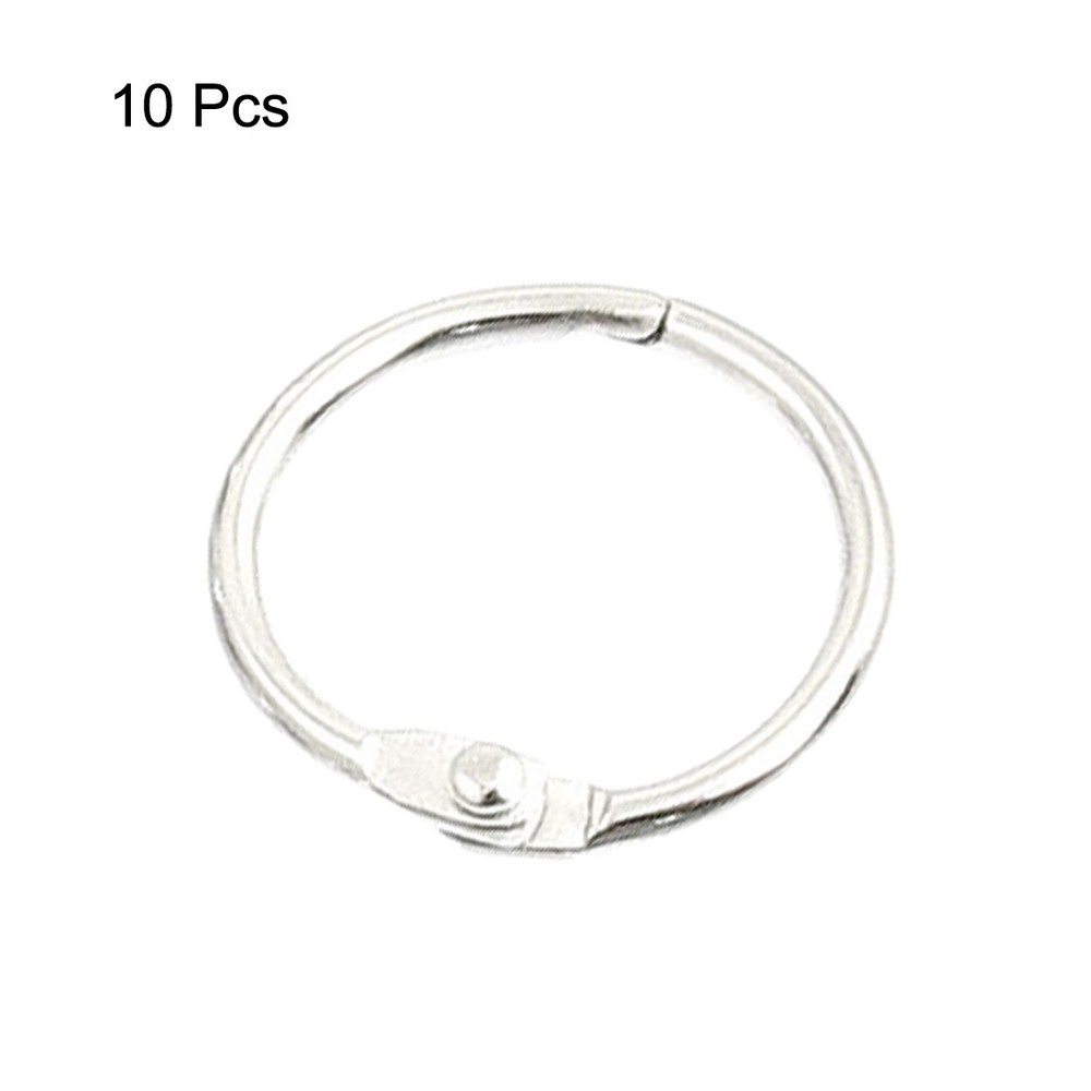 10 Pcs Office Paper Document Binding Loose Leaf Rings Hook 25mm Dia