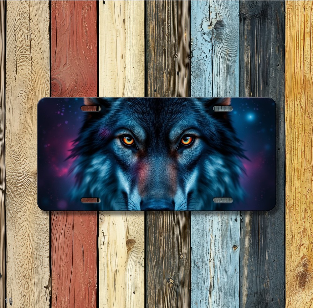 Hyperrealistic Wolf License Plate Add Text Front Bumper Plate Gift Idea