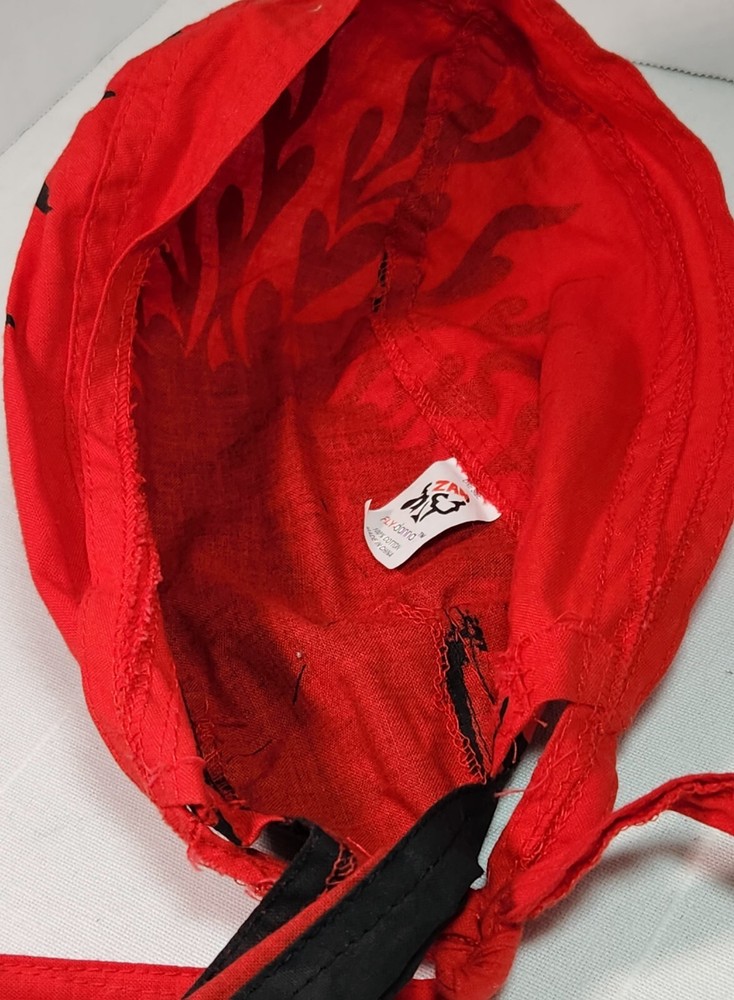 Flydanna Headwrap Biker Cap Red Flames Preowned One Size