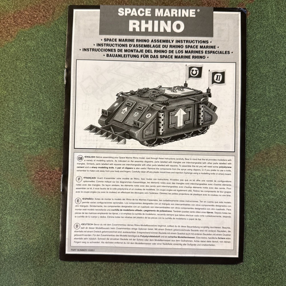 Space Marine Rhino Assembly Instructions