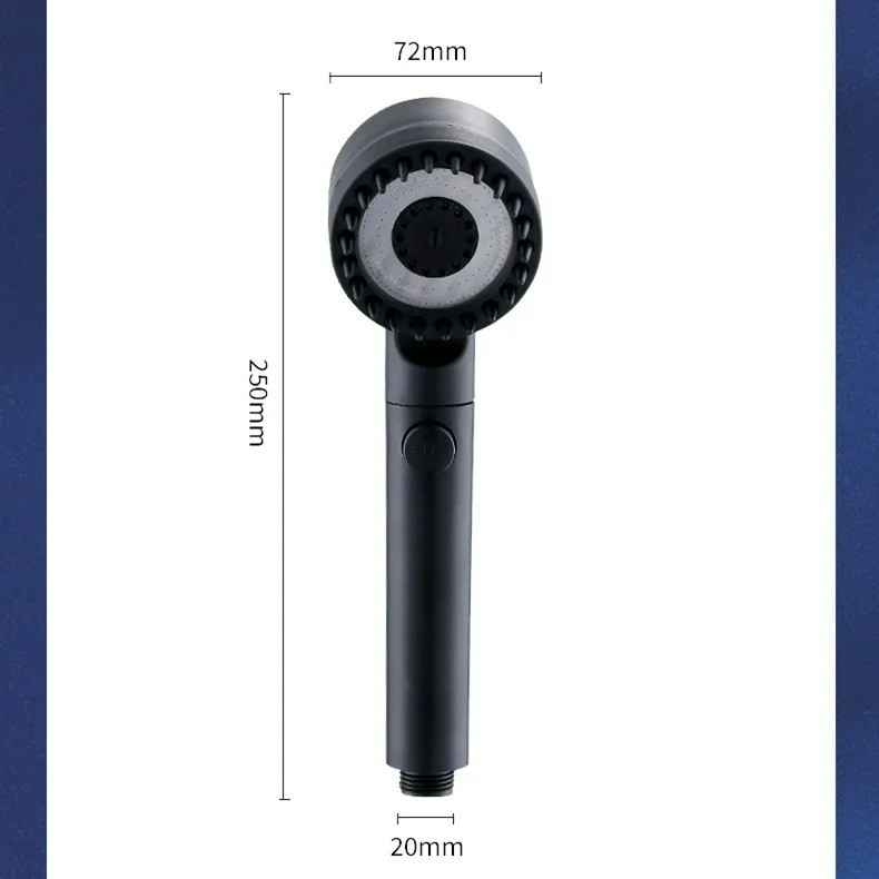 Shower Head with High Pressure Filter and Spray Adjustable in 3 Modes