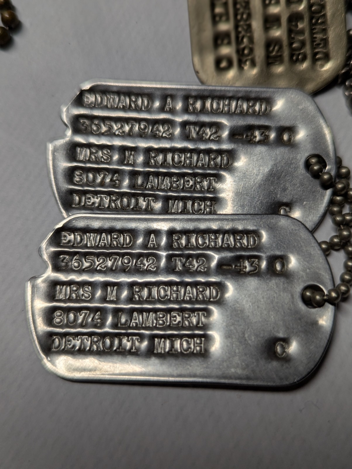 WW2 US Army / USN Dog Tag Pairs to Same Man - Andrew Norman Richard & Brothers?