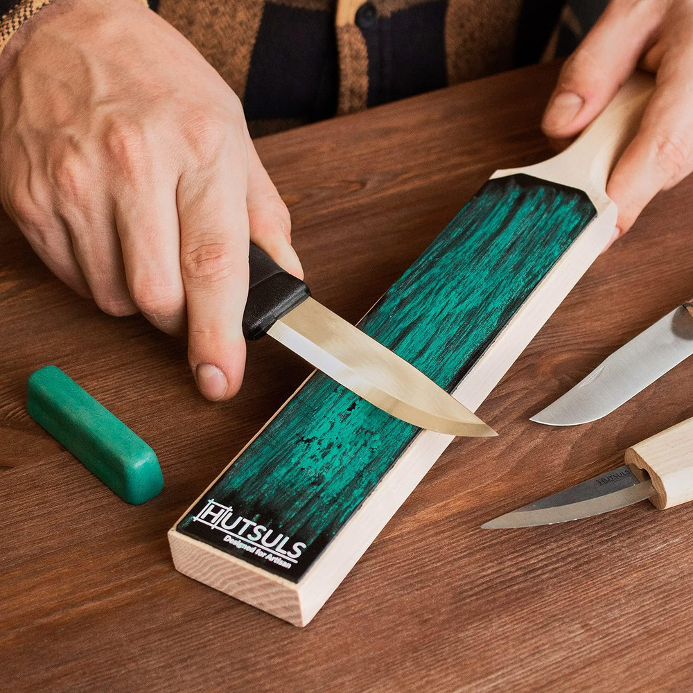 Double Sided Leather Strop Paddle Kit - Get Razor-Sharp Edges, Ergonomic Handle,