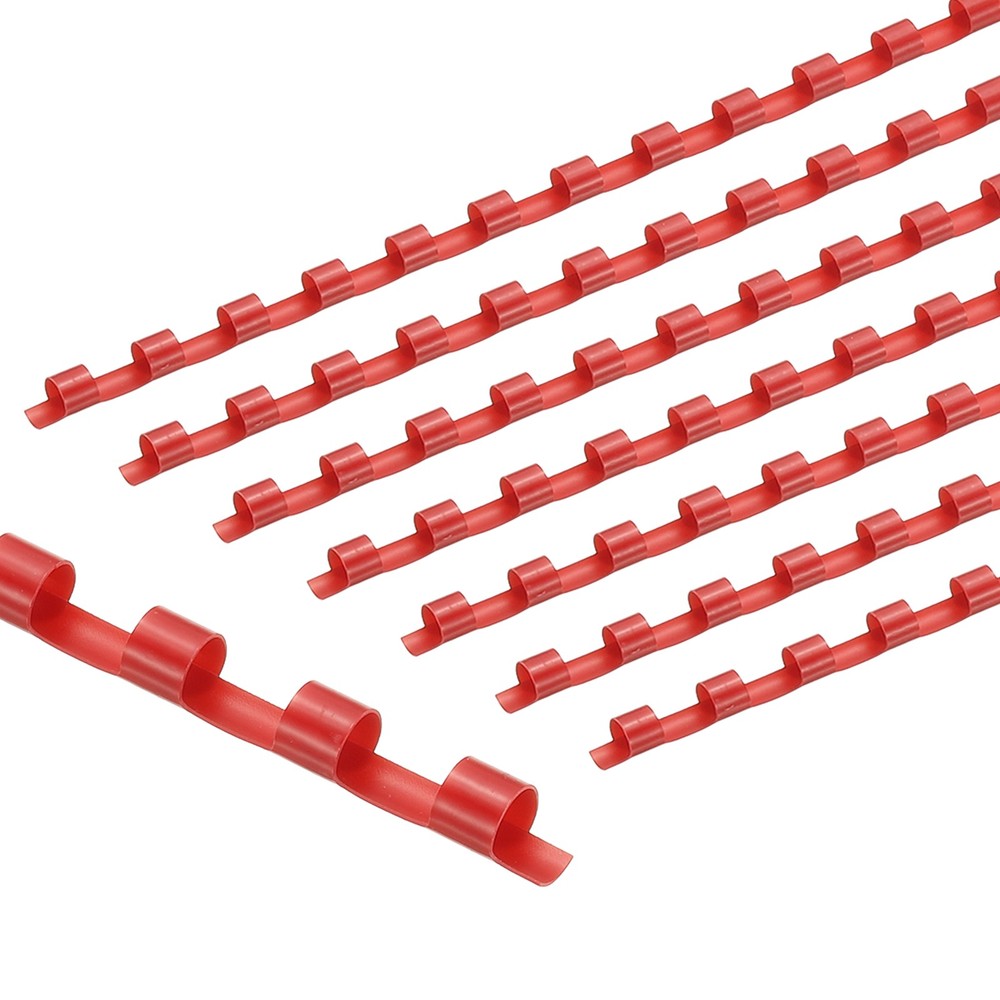 200 Pcs 6mm (1/4") Plastic Binding Combs 20 Sheet Capacity 21 Rings, Red