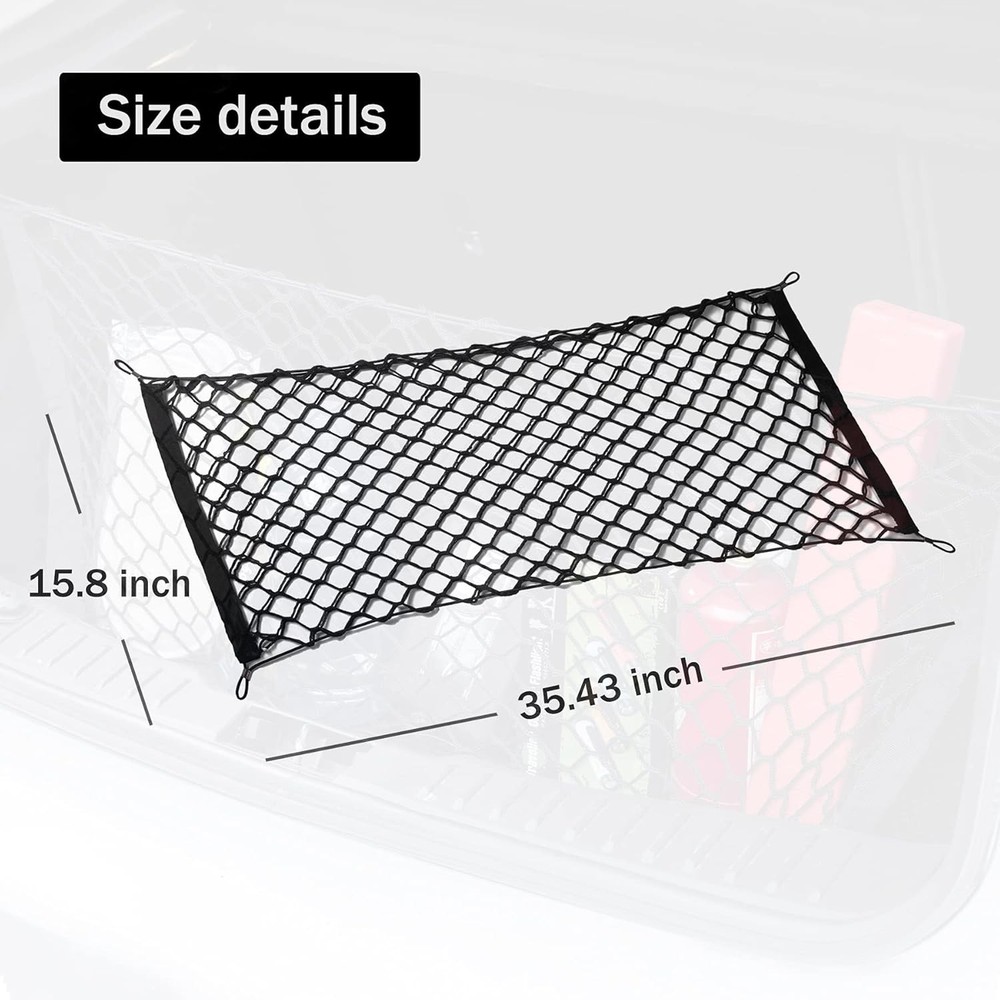 2 Packs Cargo Net Stretchable, Adjustable Elastic Trunk Storage Net with Hook