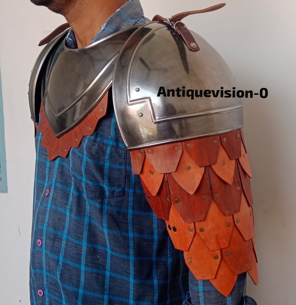 Medieval Steel Gorget & Pauldrons Set, Battle Warrior Gorget Pauldron Shoulder