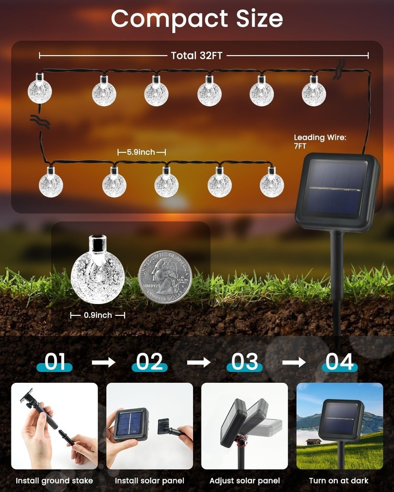 Energy Efficient Outdoor String Lights - 2 Pack