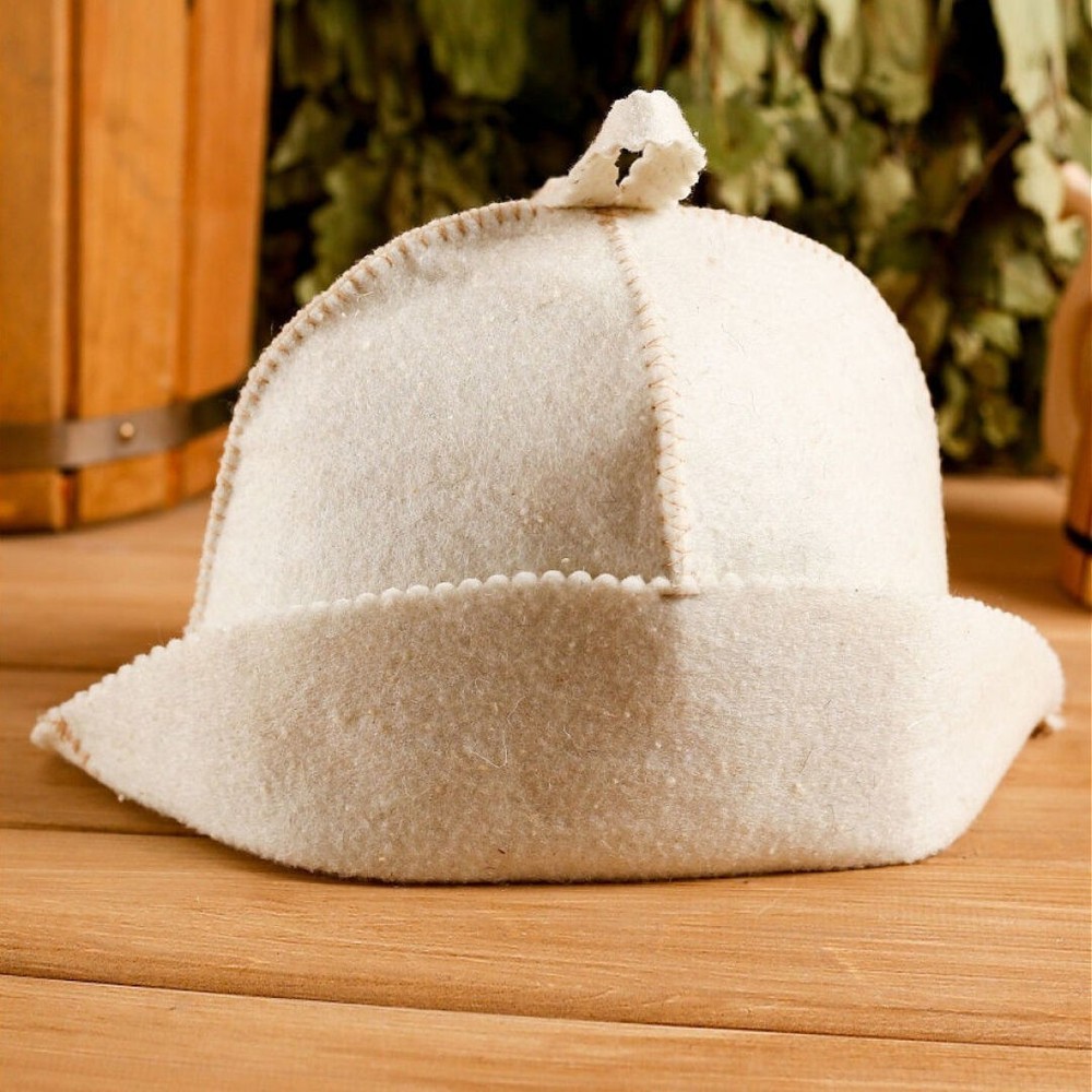 White Sauna Hat Banya Wool Blend Hat Шапка для Бани