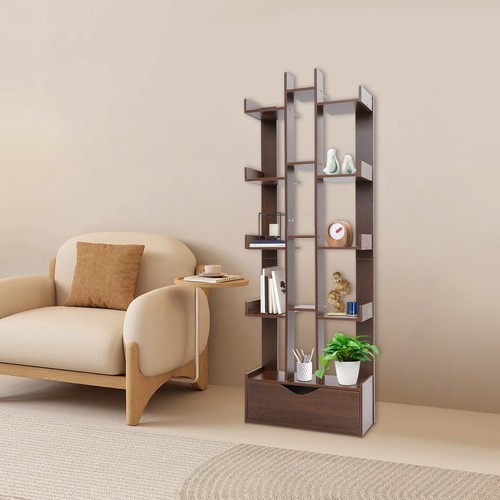 15-Compartment Bookcase Floor Standing Bookcase Book Storage Rack with Cabinet!!