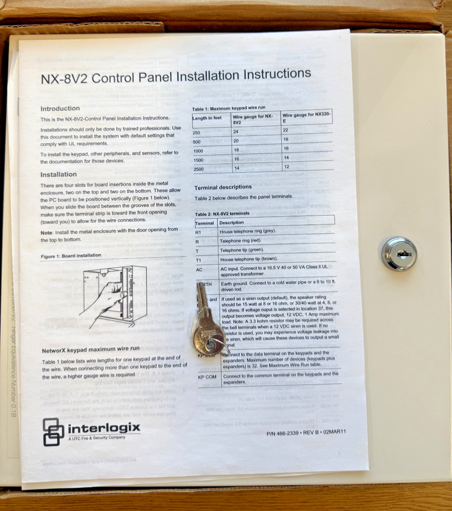Interlogix GE Security NetworX NX-8v2 Alarm Control Panel Board & Enclosure