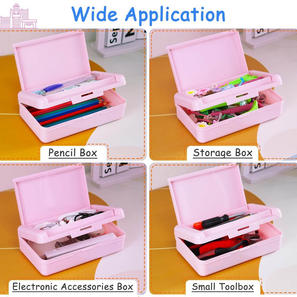 Nuozme Double Layer Pencil Box, Hard Pencil case 2 Compartments, Plastic Larg...