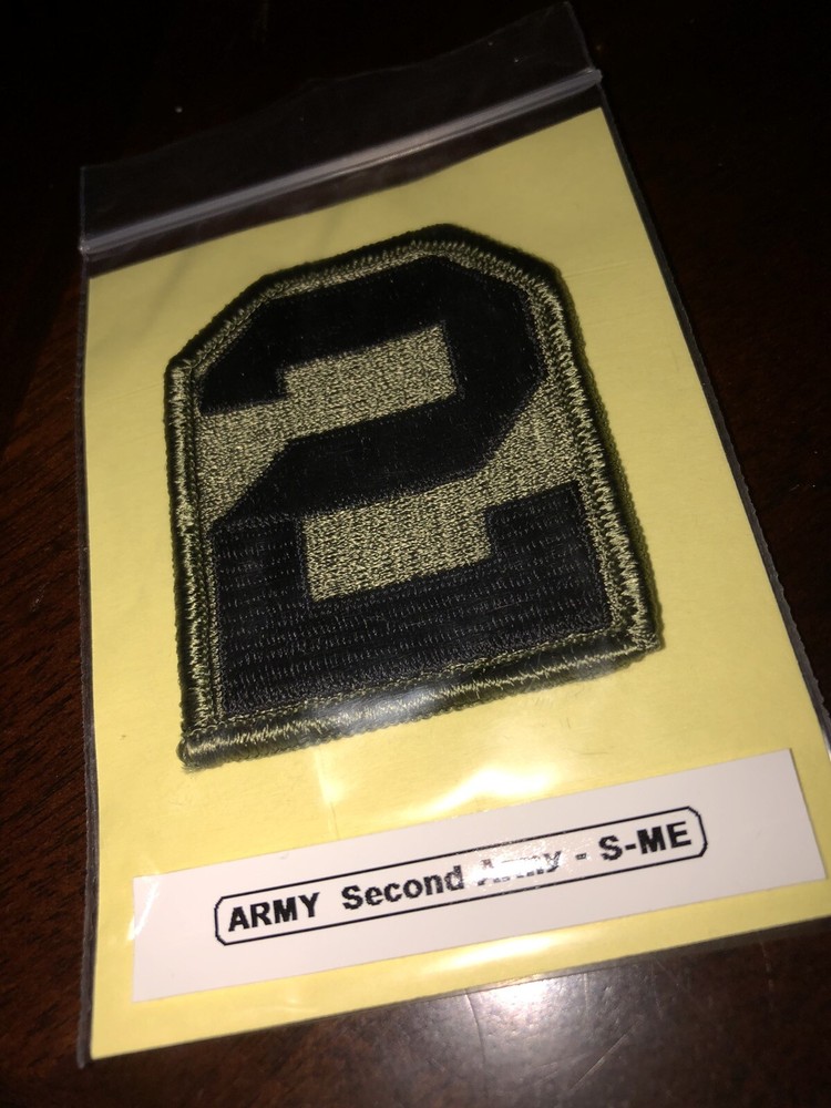 SECOND ARMY / U.S. Army Subdued Patch (Sew-On) Merrowed Edge Unit Patch