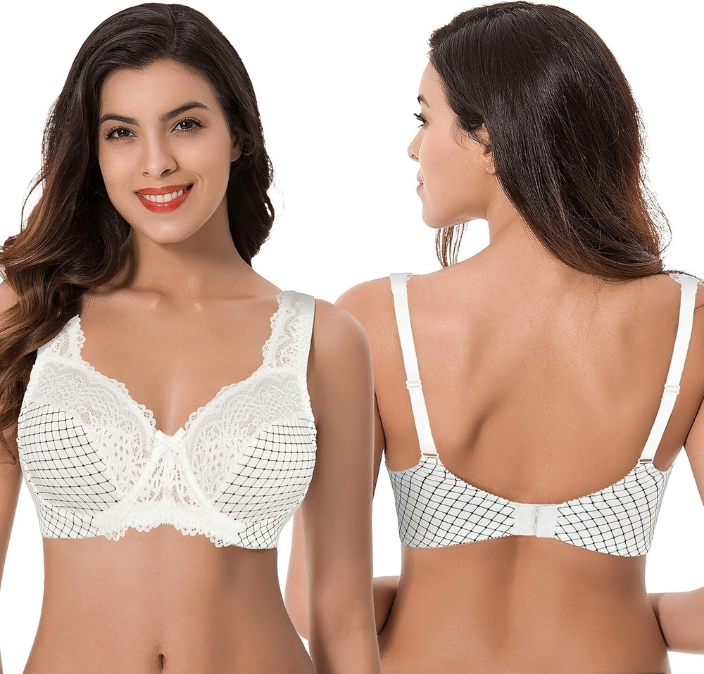 Curve Muse Women's Minimizer Unlined / Unpadded Underwire Bra 38C 2-Pack