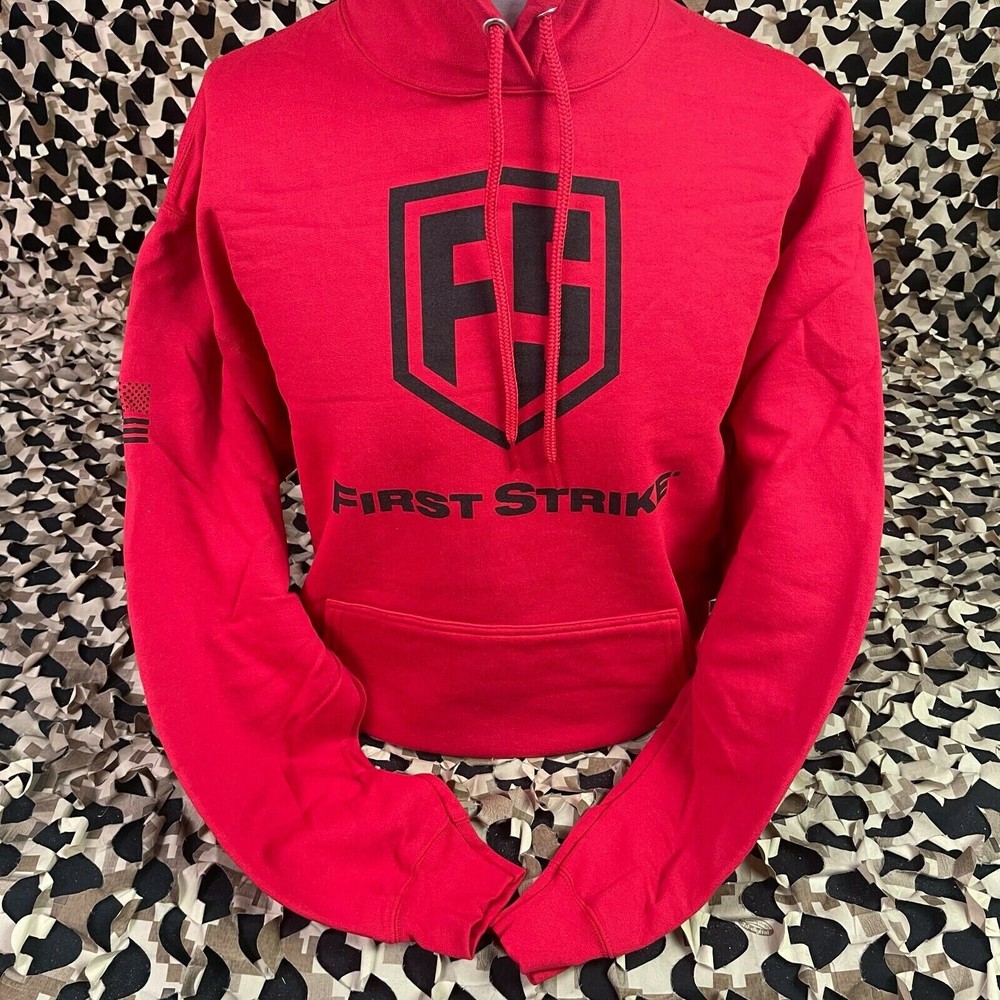 NEW First Strike Pull Over Hooded Sweatshirt - Red - Small
