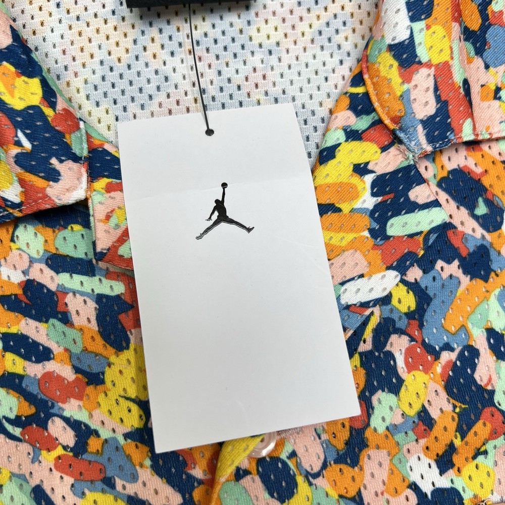 Jordan Button Up Shirt Medium Mens Multicolor Essentials Poolside Short Sleeve