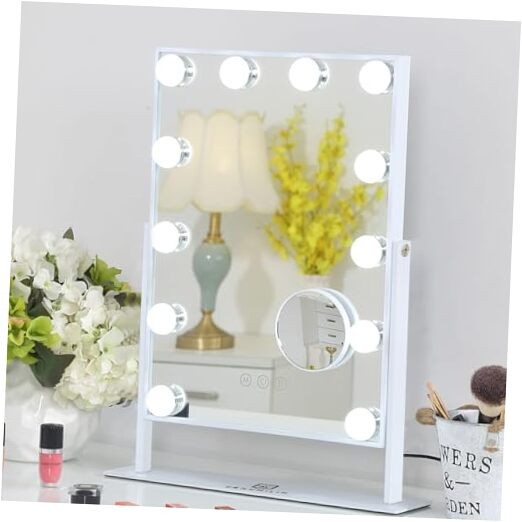 Lighted Makeup Mirror Hollywood Mirror Vanity Makeup Mirror with Light A-white