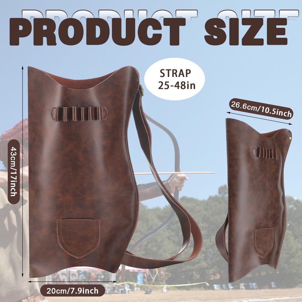 Leather Hip Quiver for Arrows Quiver Adjustable Shoulder Strap, Handmade Arch...