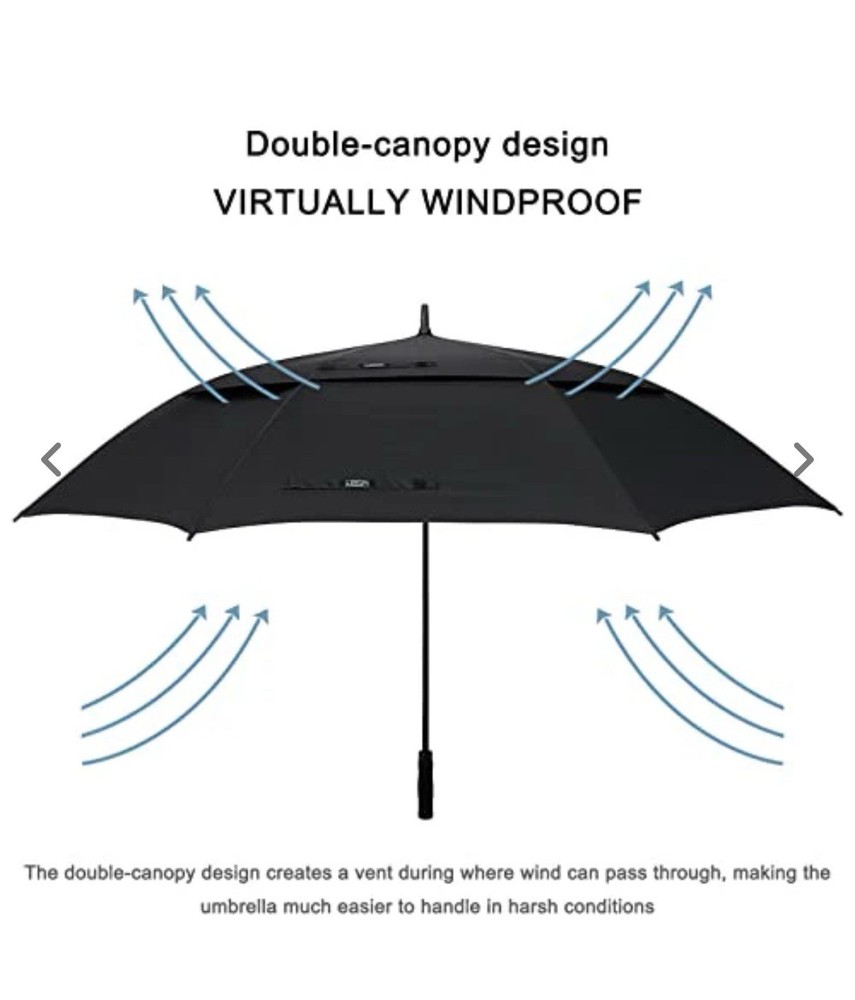 52 Inch Huge Large Oversize Golf Umbrella Automatic Open Double Canopy Vented