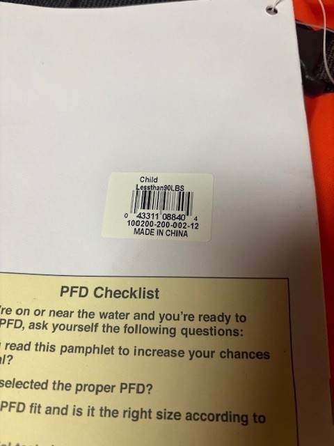 Kent Child PFD's