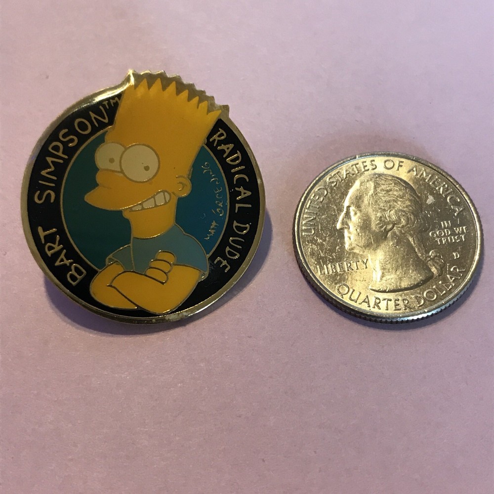 Bart Simpson Vintage 1990 "Radical Dude" Bart Simpson pin