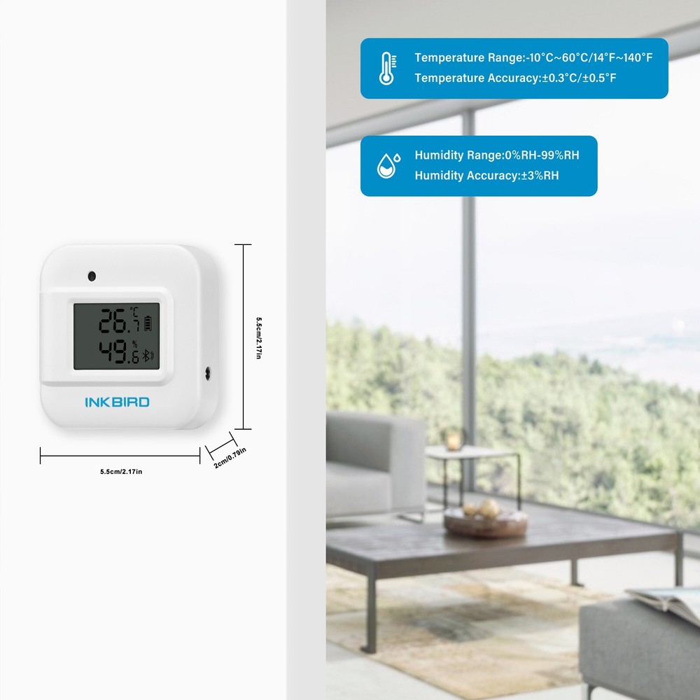 Bluetooth Humidity Sensor Temperature Thermometer Data Logger Display Screen CF