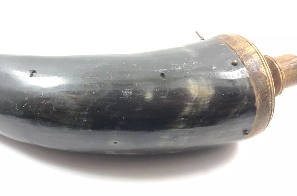 Vintage Black Powder Horn Flask Muzzle Loader For Rifles 1987-MX