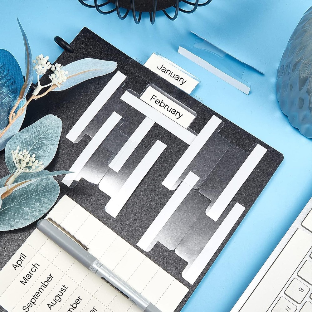 2 Inch Insertable Self-Adhesive Tabs with Printable 2 inch, Clear, White