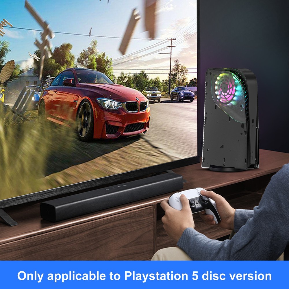 RGB Light Ring & Transparent Replacement Shell for PS5 Disc Edition Console