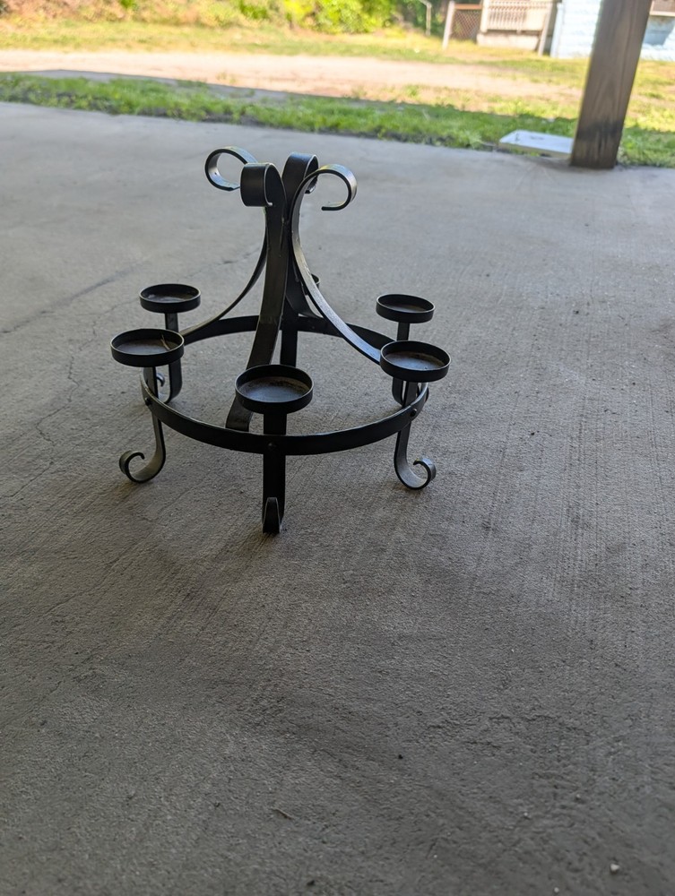 Wright Iron Candle And Glass Ball Holder