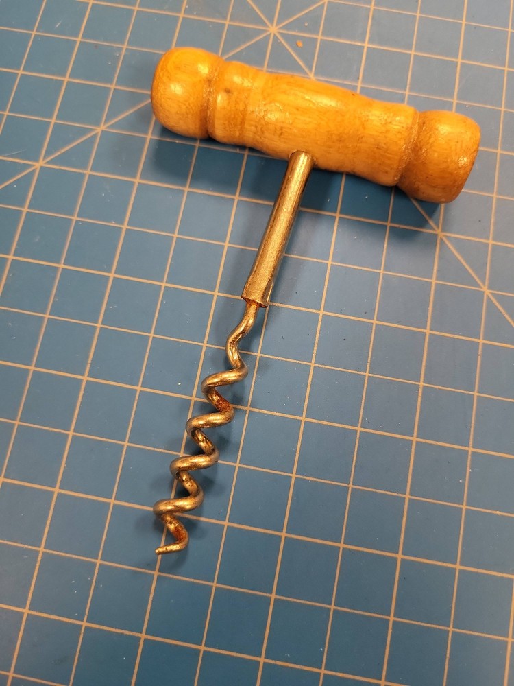 Vintage Corkscrew Wood Handle Wine Bottle Opener Bar Tool Worm Puller Kitchen