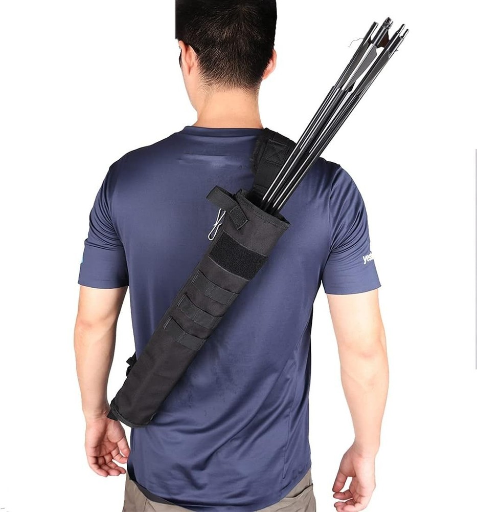 Stylish Black Polyester Arrow Quiver with Adjustable Strap & Molle System