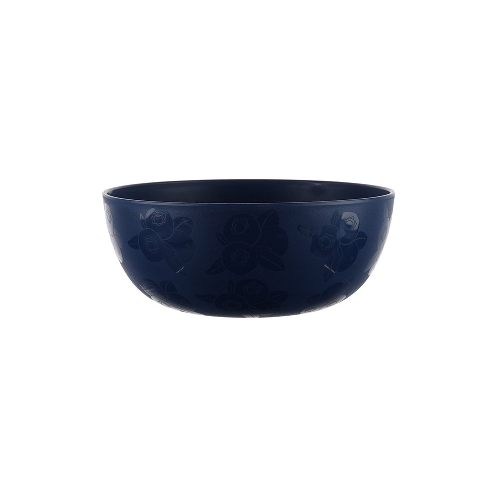 30-Piece Plastic Etched Blueberry Pattern Dinnerware Bundle Set Navy Blue
