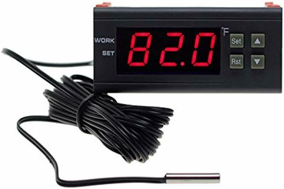 DC 12V Fahrenheit Digital Temperature Controller 10A 1 Relay with NTC 10K Sensor