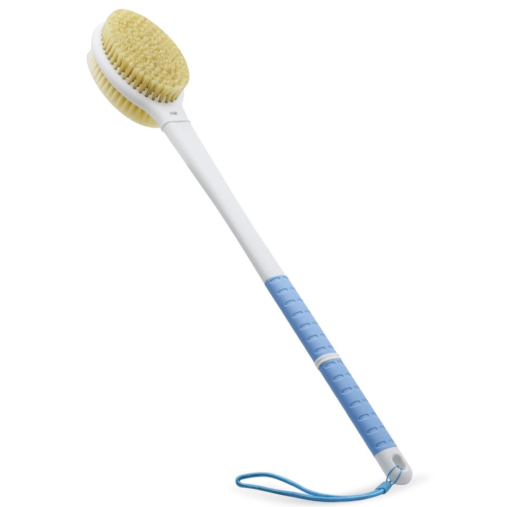 Shower Brush with Soft and Stiff Bristles,20.5" Extra EXTRA LONG HANDLE, Blue